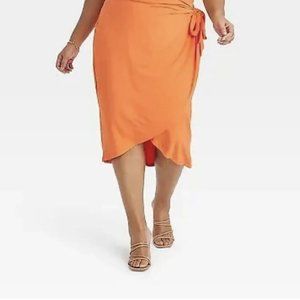 Women's Knit Wrap Skirt - Ava & Viv™ Orange 1X